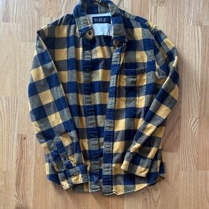 Abercrombie and Fitch Yellow and Blue Plaid Button-Up flannel